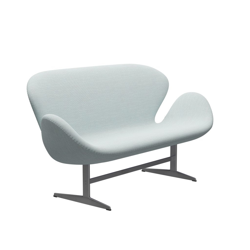 Fritz Hansen Svanesofa 2-Personers, Silver Grey/Sunniva White/Light Blue