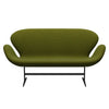 Fritz Hansen Swan Sofa 2 Seater, Warm Graphite/Canvas Light Grass Green