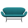 Fritz Hansen Swan Sofa 2 Seater, Warm Graphite/Fame Green Turquoise