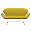 Fritz Hansen Swan Sofa 2 Seater, Warm Graphite/Steelcut Light Green/Yellow