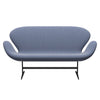 Fritz Hansen Swan Sofa 2 Seater, Warm Graphite/Steelcut Trio White/Blue