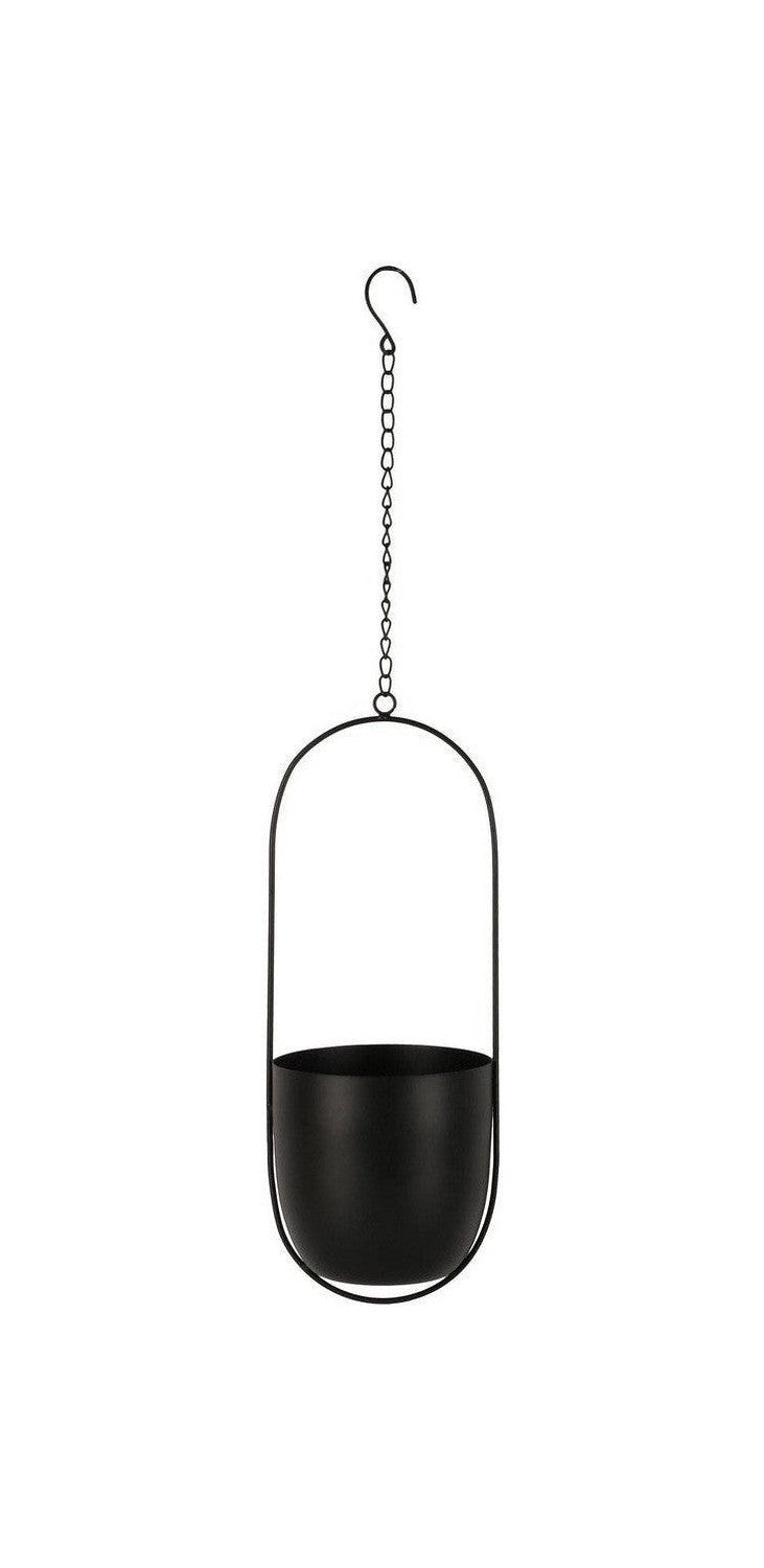 House Nordic Celle Hanging Flowerpot, Metal, Black, 15,5x14,5x37,5 Cm