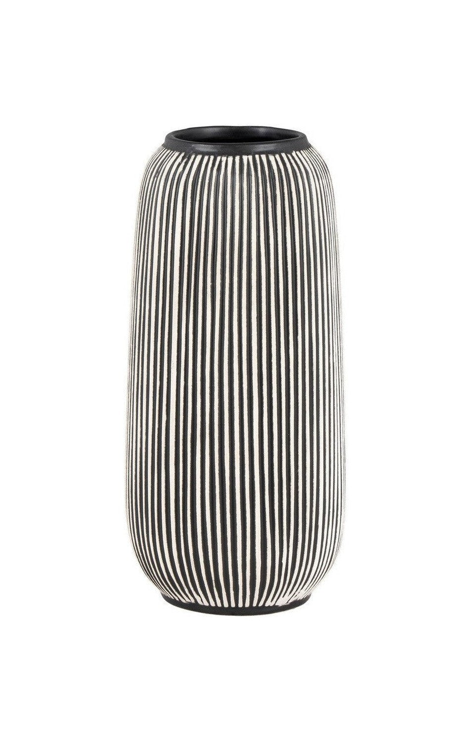 House Nordic Vase, Ceramic, Black/White, Round, ø9,5x20 Cm