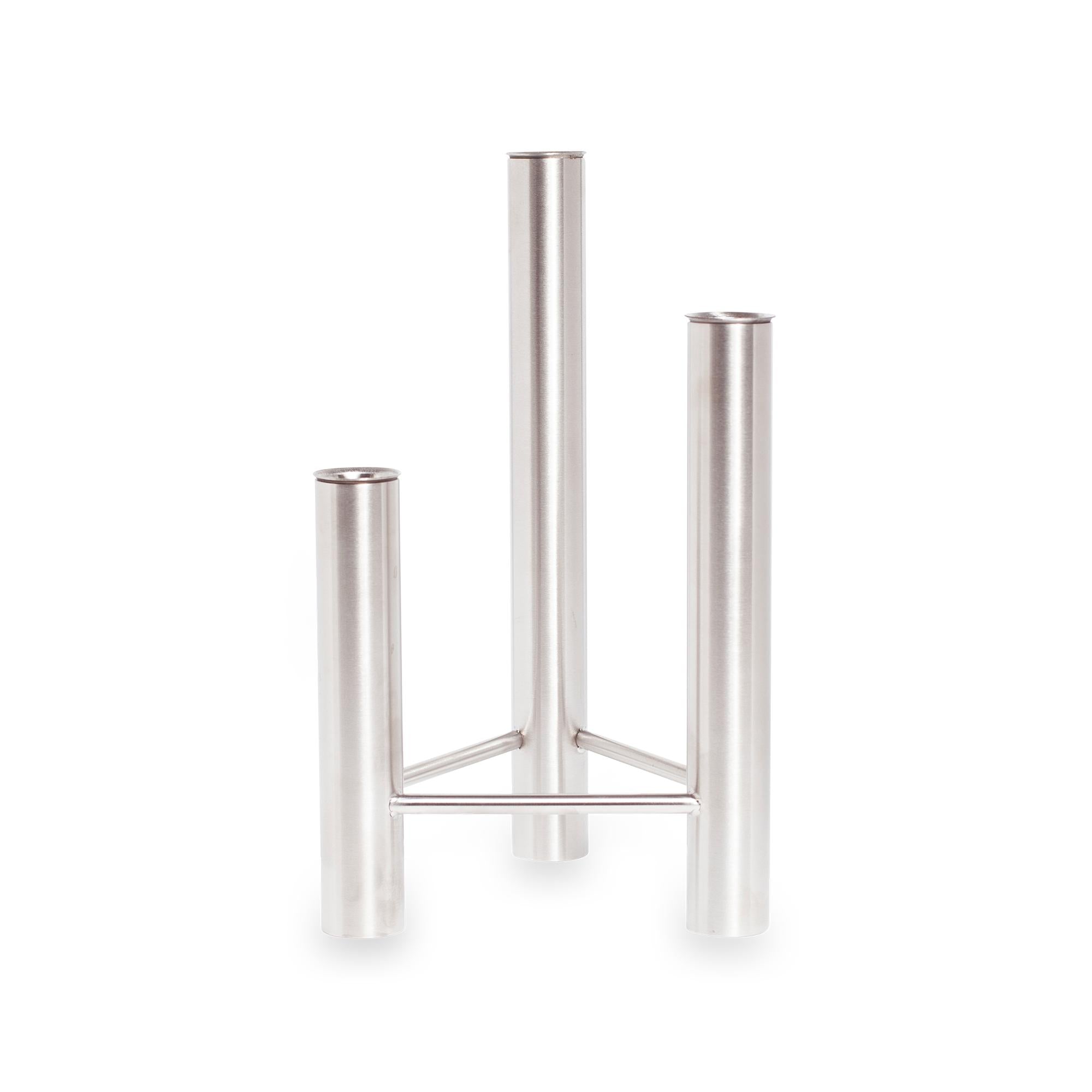 [product_category]-Kay Bojesen Vista Vase And Candlestick, Matte Steele Steel-Kay Bojesen ApS-5711168012303-230-KAY-1