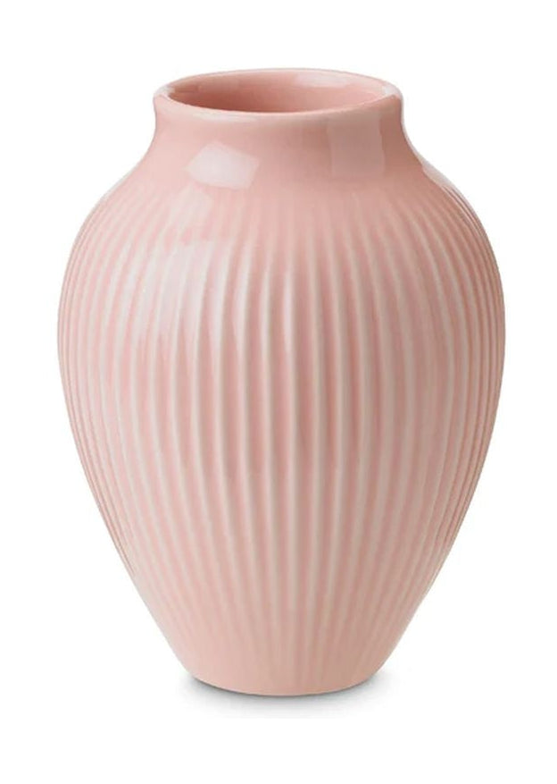 [product_category]-Knabstrup Keramik Vase With Grooves H 12,5 Cm, Pink-Knabstrup Keramik-5713959012509-1250-KNA-1