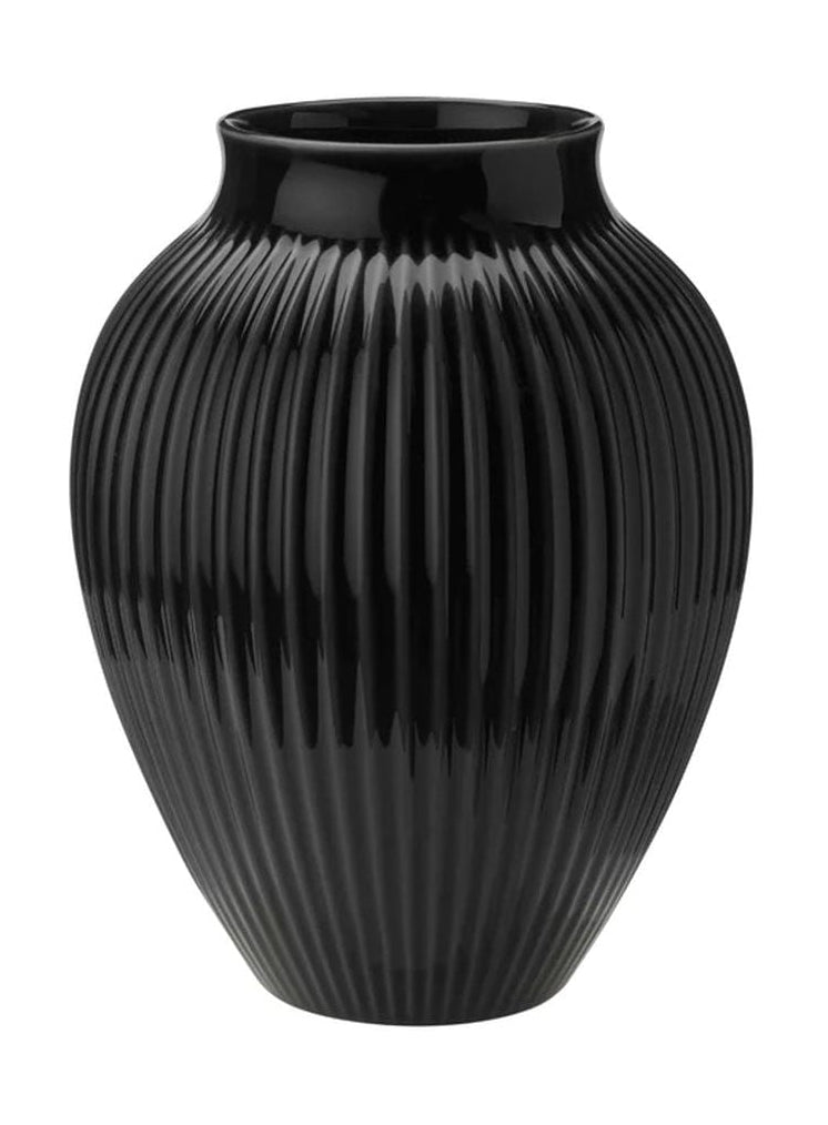 [product_category]-Knabstrup Keramik Vase With Grooves H 27 Cm, Black-Knabstrup Keramik-5713959012097-1209-KNA-1