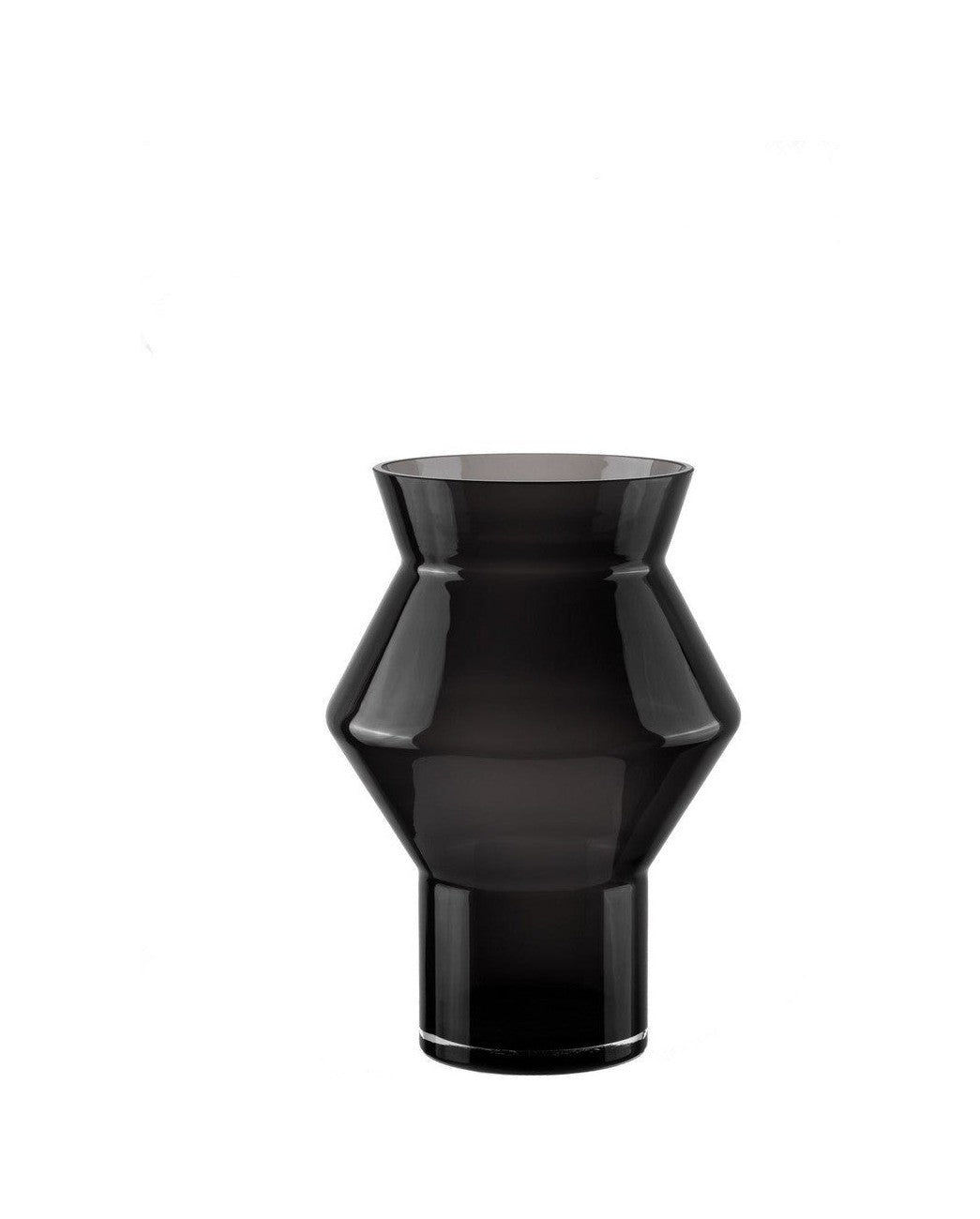 Large design vase with jaggy angular cylindrical shape, dark gray high