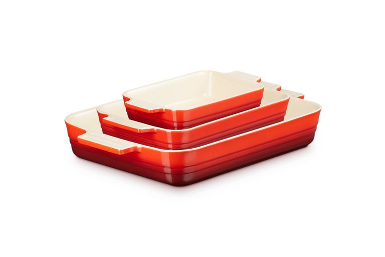 [product_category]-Le Creuset Set Of 3 Classic Rectangular Dishes, Cerise-Le Creuset-0843251175390-79161000600080-LEC-2