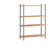 Moebe Shelving System S.115.1.A, Oak/Pine Green