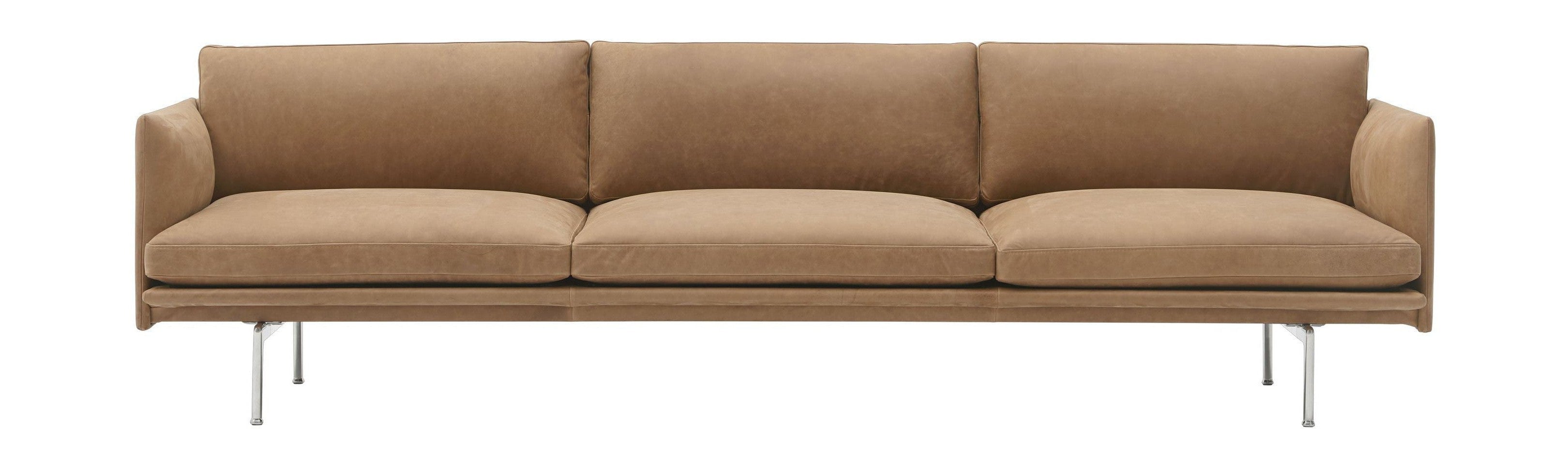 [product_category]-Muuto Outline Sofa 3 Seater Grace Leather, Camel/Aluminum-Muuto-87433-MUU-1