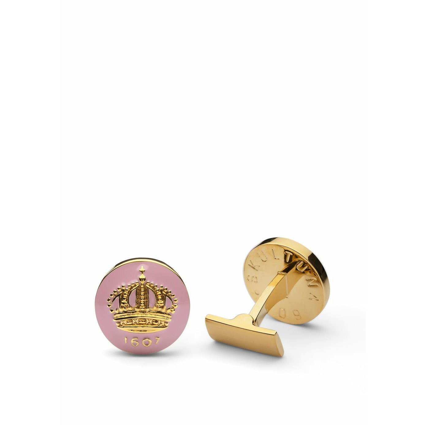 [product_category]-Skultuna Crown Gold Cufflink ø1,7 Cm, Pink-Skultuna-7340037801908-920-P-SKU-1