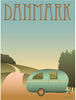 Vissevasse Danmark campingplakat, 15x21 cm