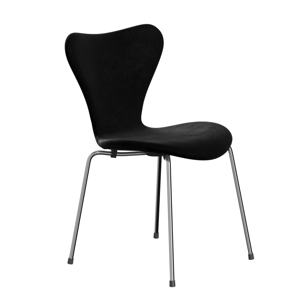 Fritz Hansen 3107 Chair Full Upholstery, Chrome/Belfast Velvet Night Black