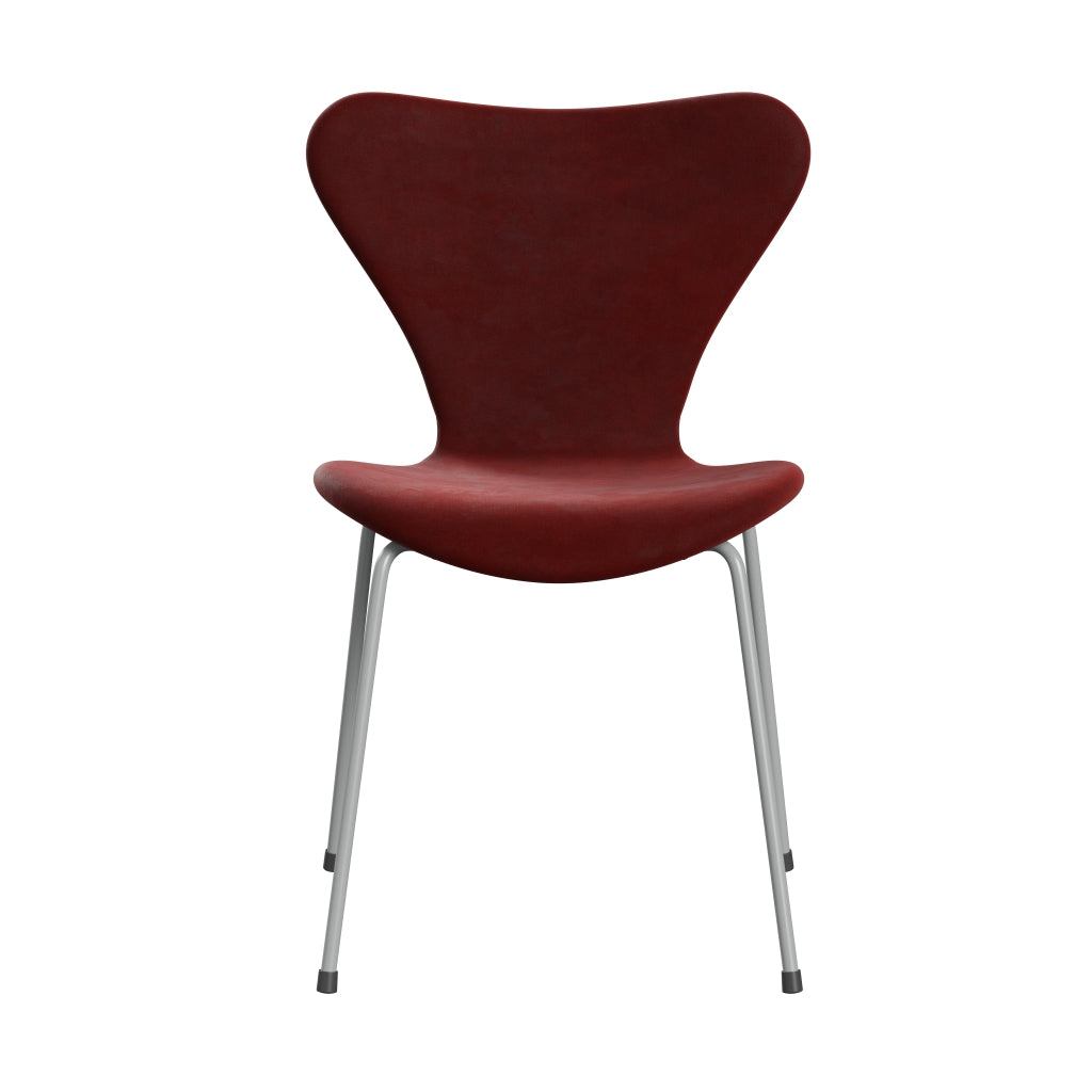 Fritz Hansen 3107 Chair Full Upholstery, Nine Grey/Belfast Velvet Autumn Red