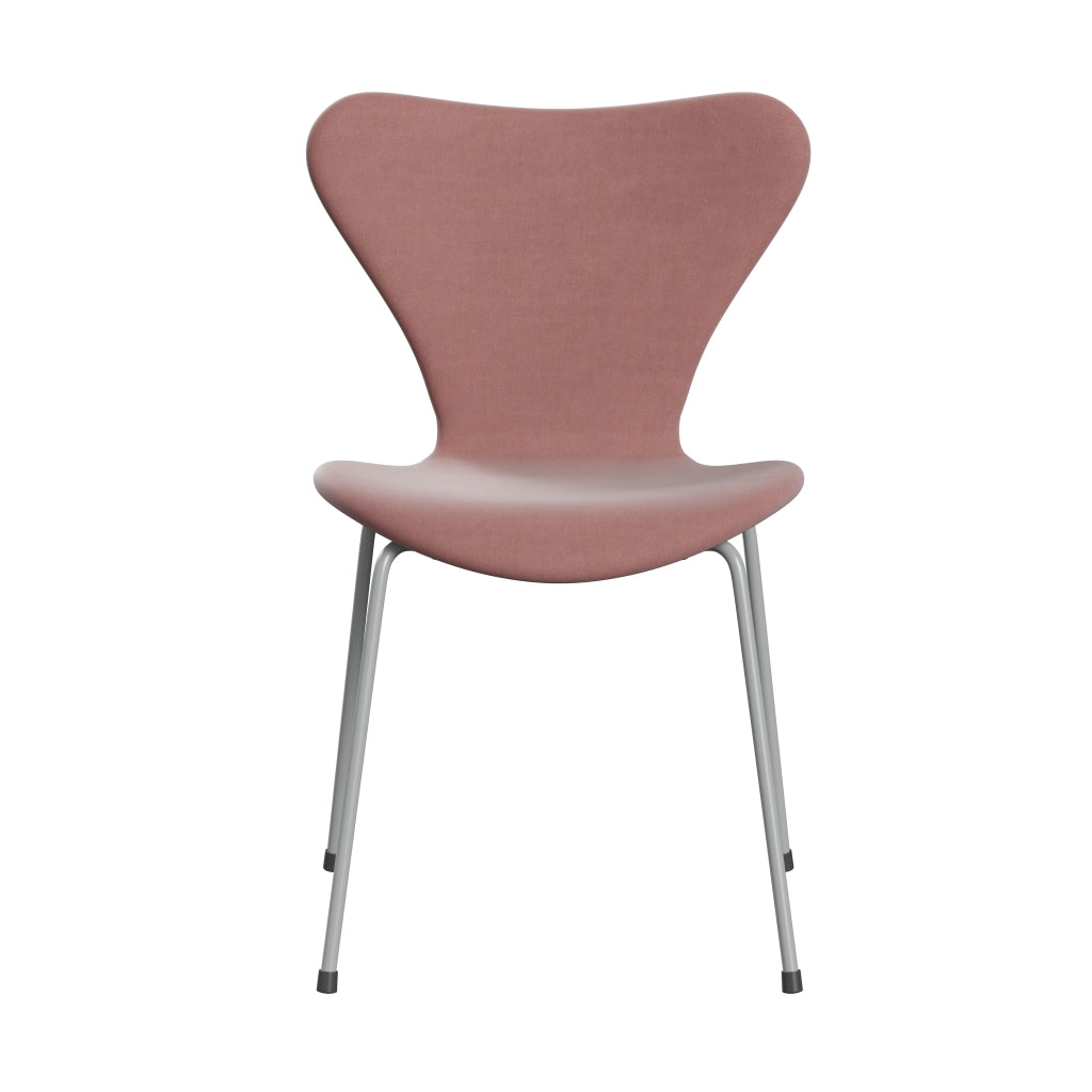 Fritz Hansen 3107 Chair Full Upholstery, Nine Grey/Belfast Velvet Misty Rose