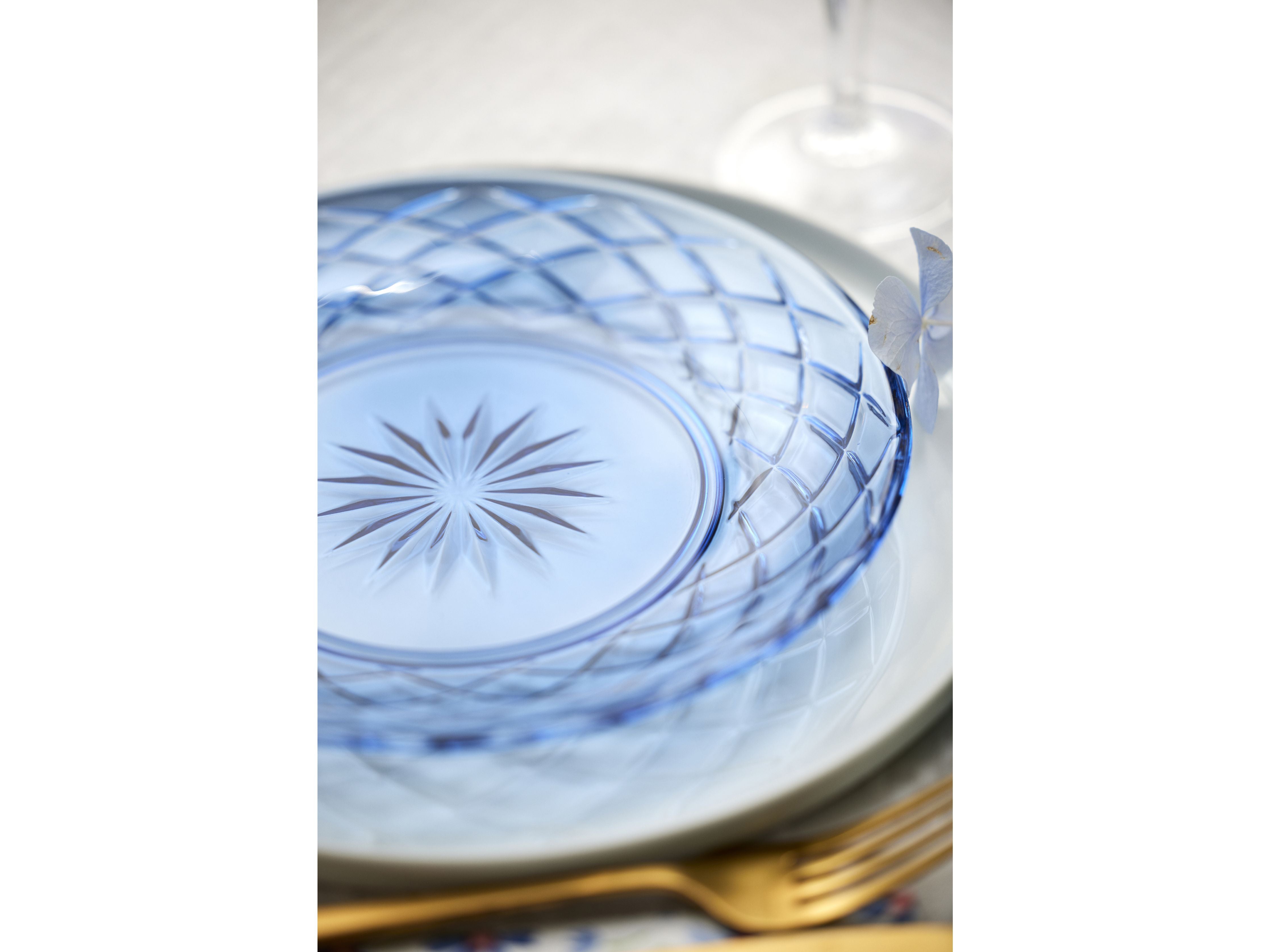 Lyngby Glas Sorrento Glass Plate Dia 21 Cm 4 Pcs., Blue