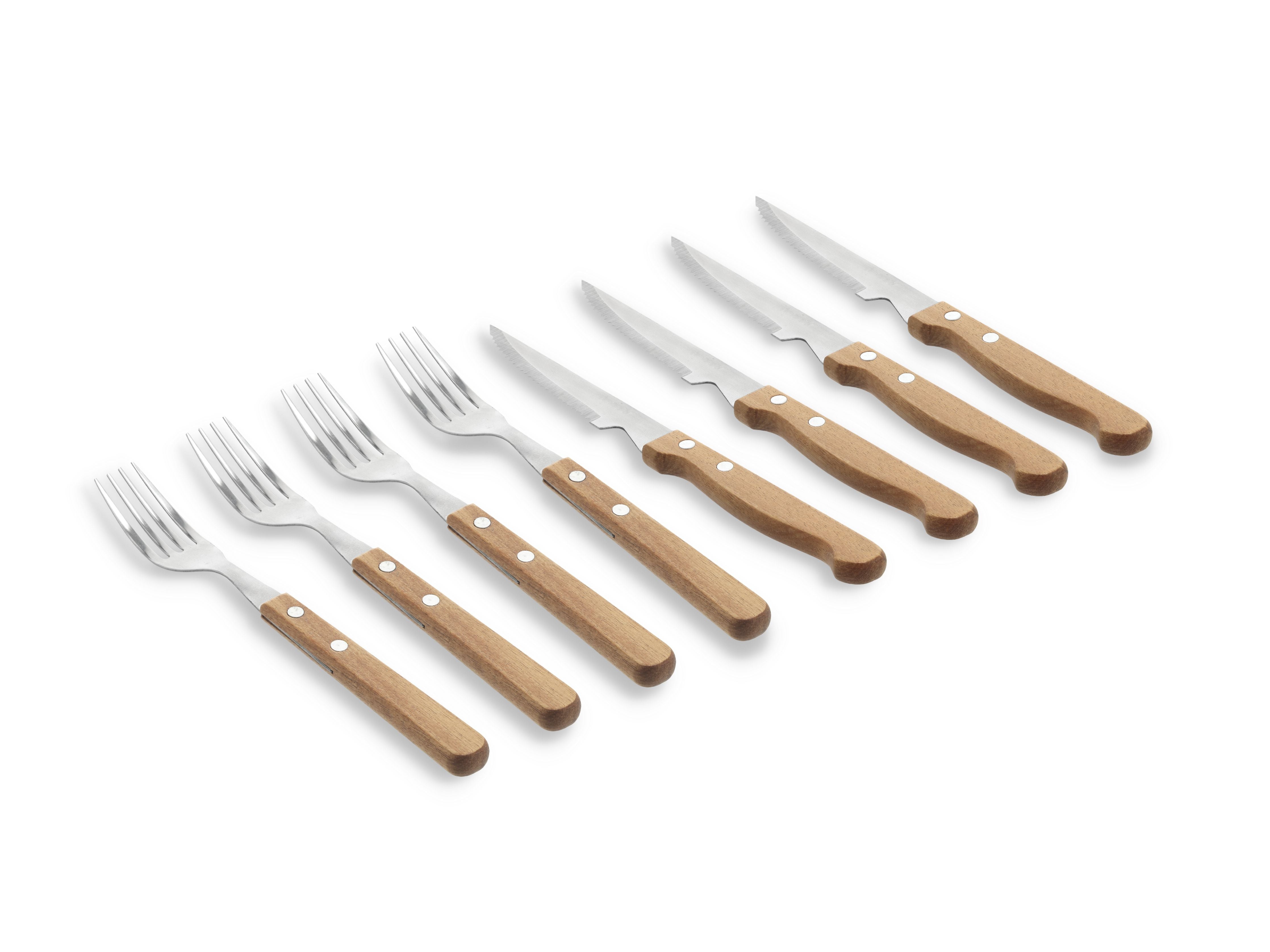 Six Holm Steak Cutlery Set With 8 Pieces on a white background.