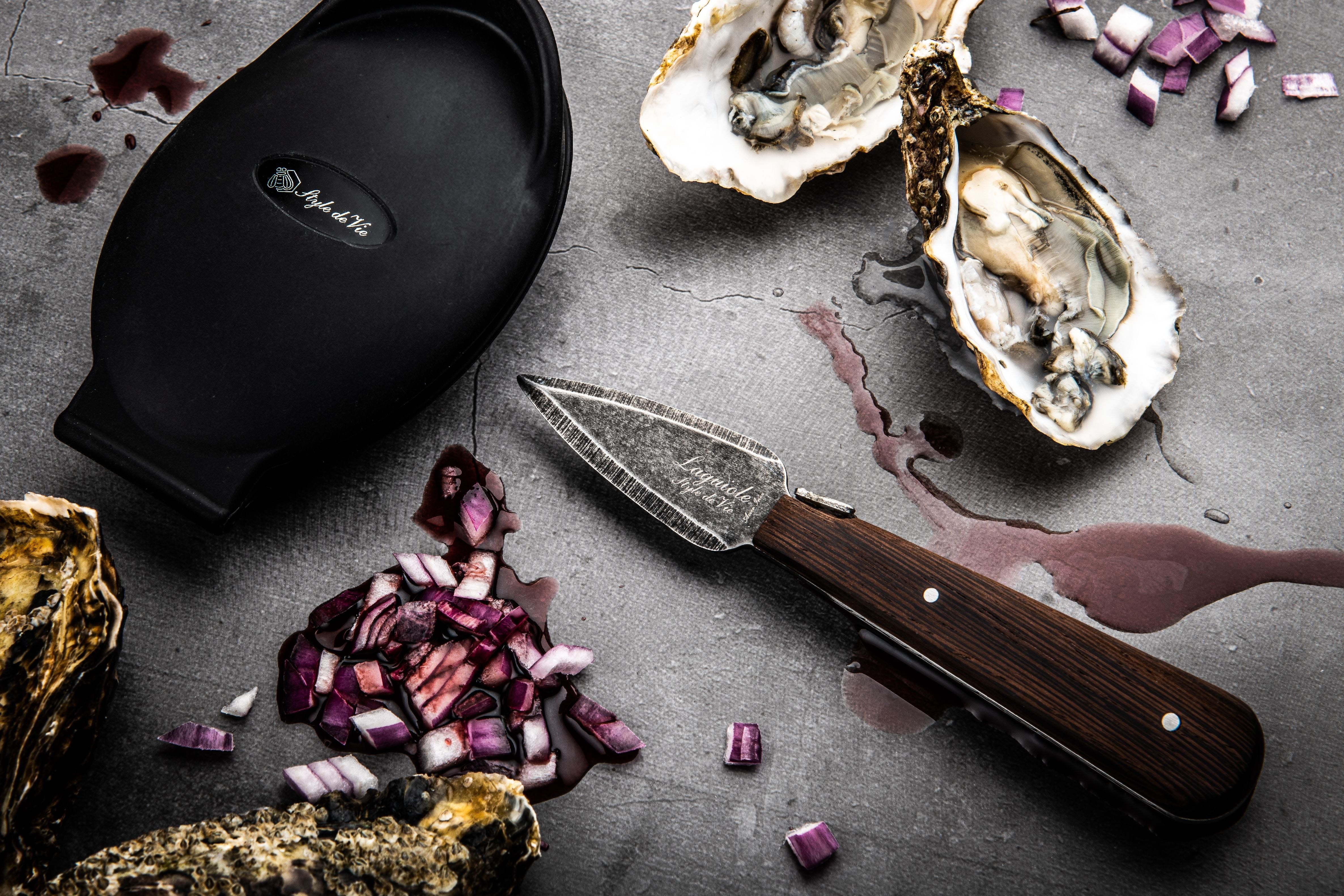 Style De Vie Authentique Laguiole Luxury Line Oyster Gift Set, Wengé Black Stonewash