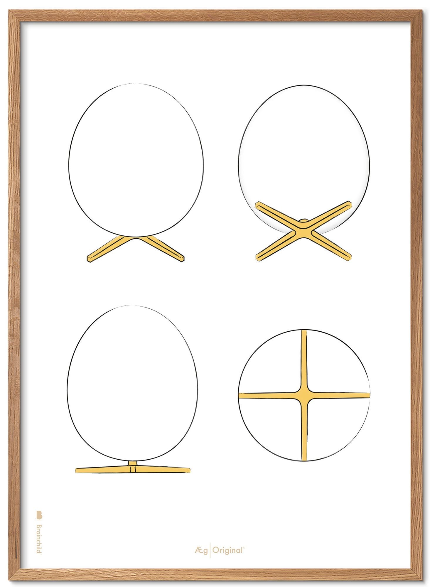 Brainchild The Egg Design Sketches Poster Frame Made Of Light Wood A5, White Background