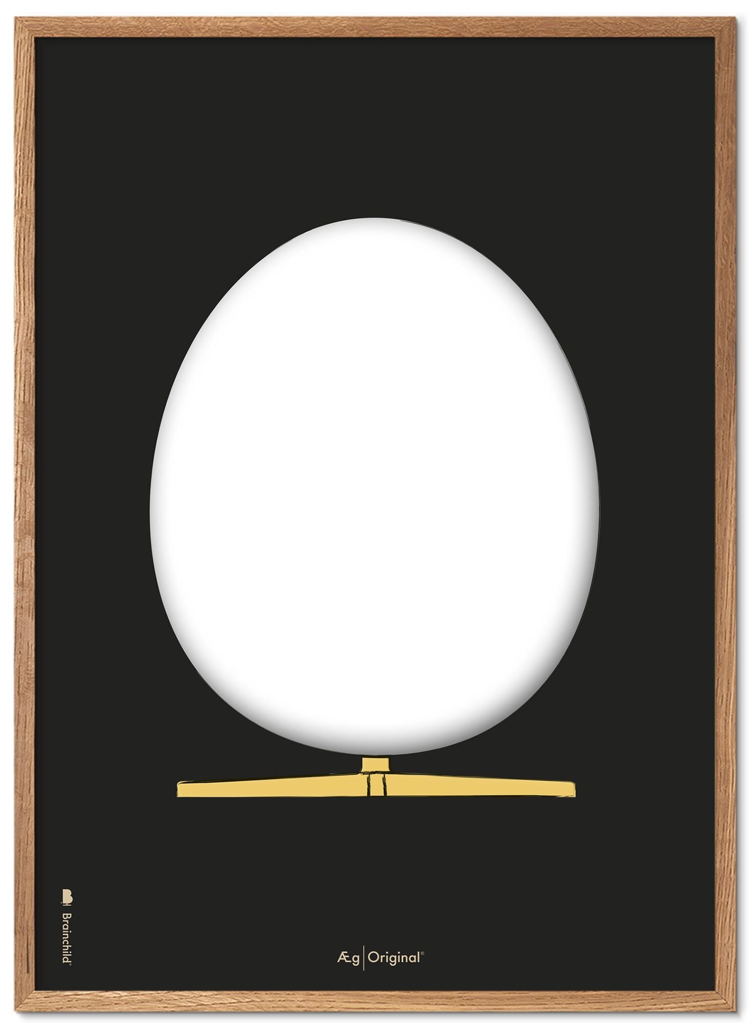 Brainchild The Egg Design Sketch Poster Frame Made Of Light Wood 70x100 Cm, Black Background