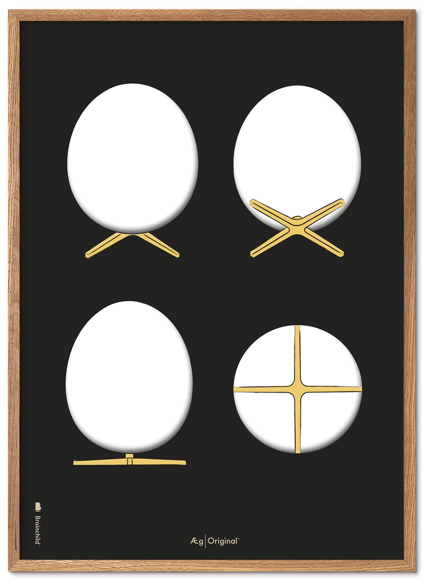 Brainchild The Egg Design Sketches Poster Frame Made Of Light Wood 70x100 Cm, Black Background