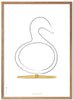 Brainchild Swan Design Sketch Poster Frame Made Of Light Wood 30x40 Cm, White Background