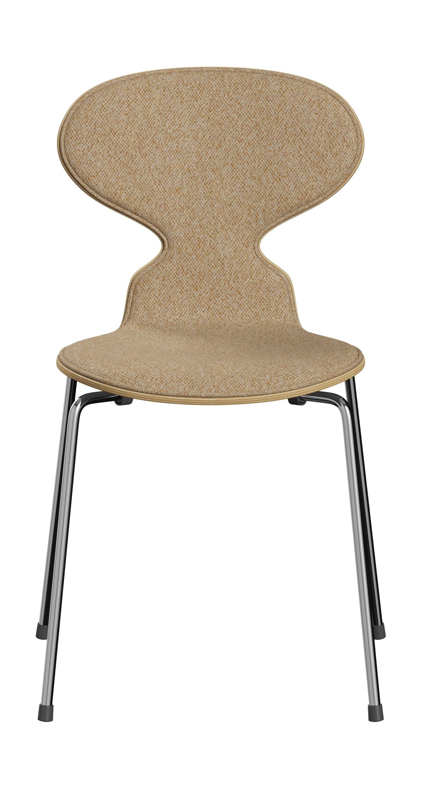 Fritz Hansen 3101 Ant stol foran polstret, skal: Ryd lakeret finer Eiche, polstring: Vanir Textile Beige Sennep, Base: Steel/Chrome