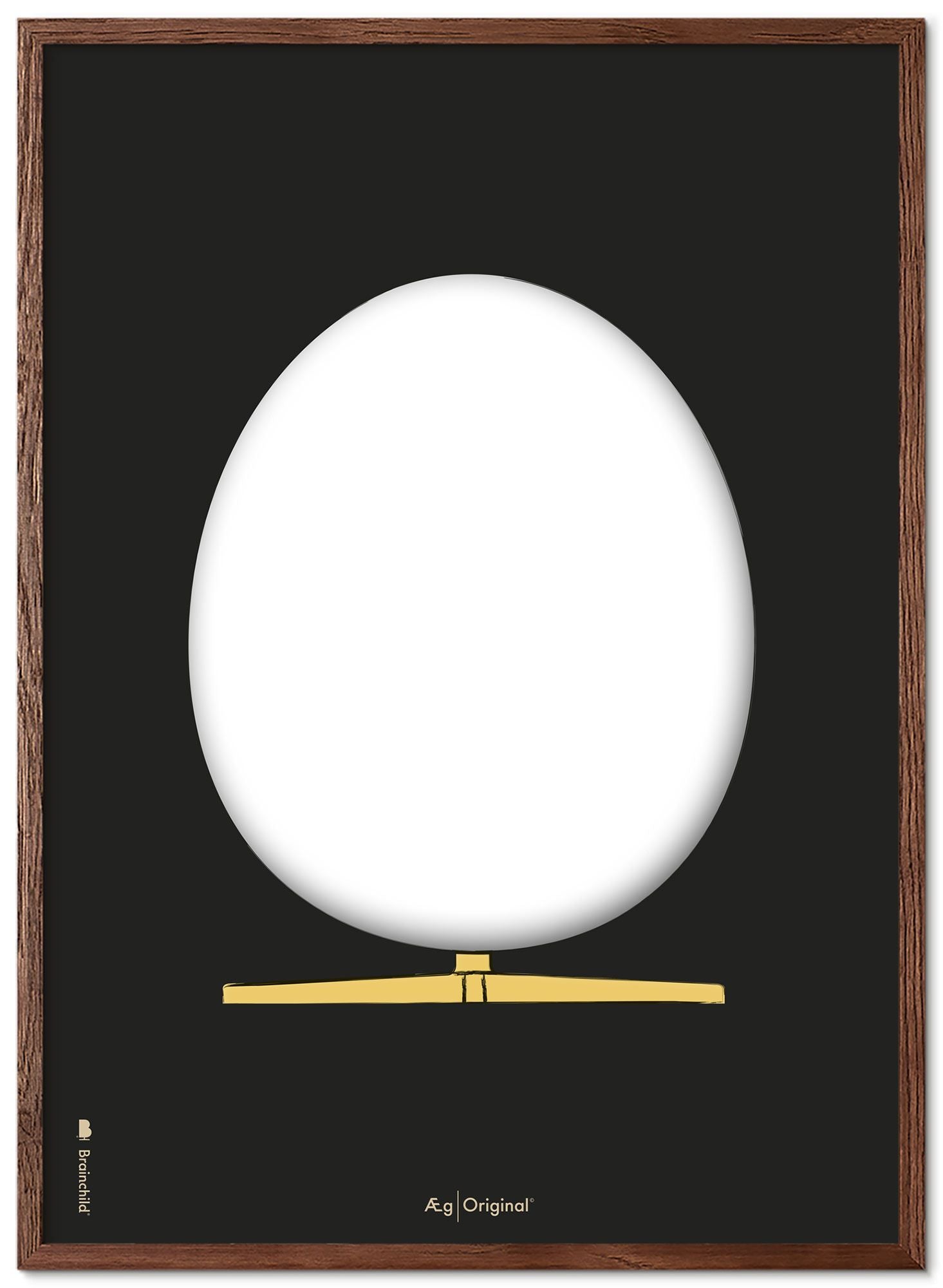Brainchild The Egg Design Sketch Poster Frame Made Of Dark Wood 70x100 Cm, Black Background