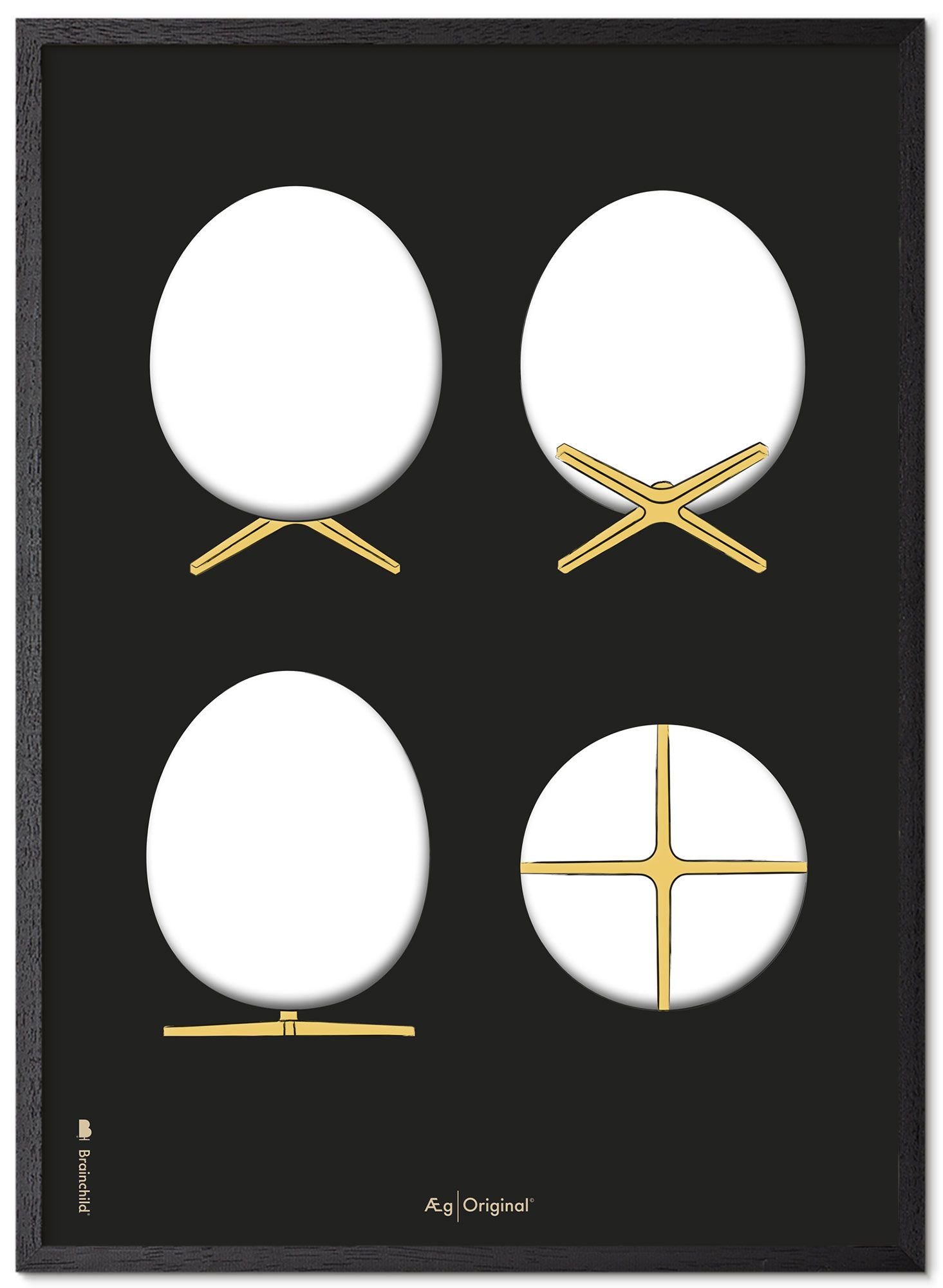 Brainchild The Egg Design Sketches Poster Frame Made Of Black Lacquered Wood A5, Black Background