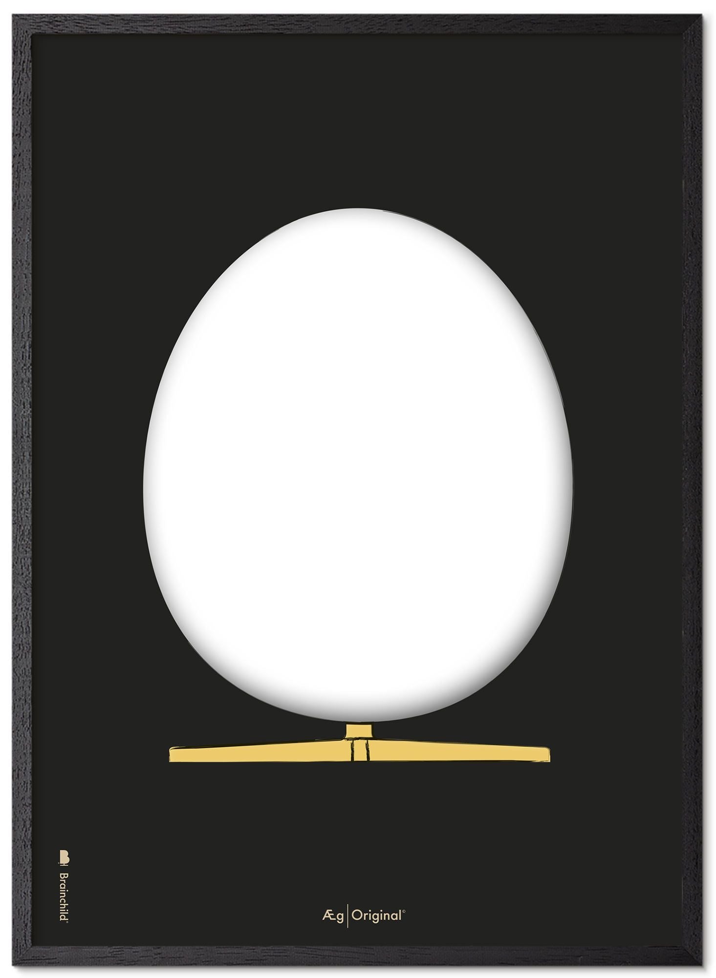 Brainchild The Egg Design Sketch Poster Frame Made Of Black Lacquered Wood 70x100 Cm, Black Background