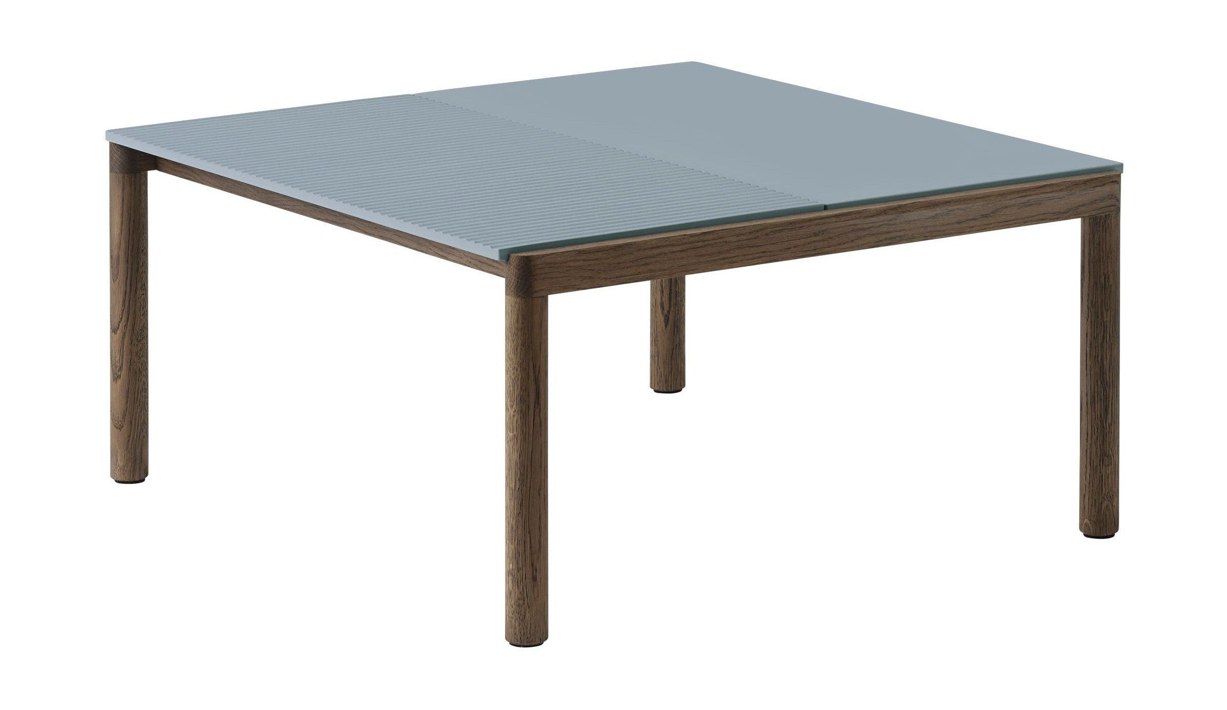 Muuto Couple Coffee Table 1 Plain 1 Wavy - Light Blue/Dark Oiled Oak, 80 X 84 X 40 Cm