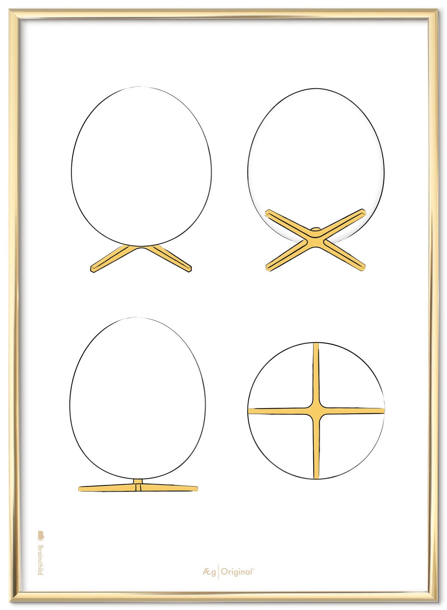 Brainchild The Egg Design Sketches Poster Frame Made Of Brass Colored Metal 70x100 Cm, White Background