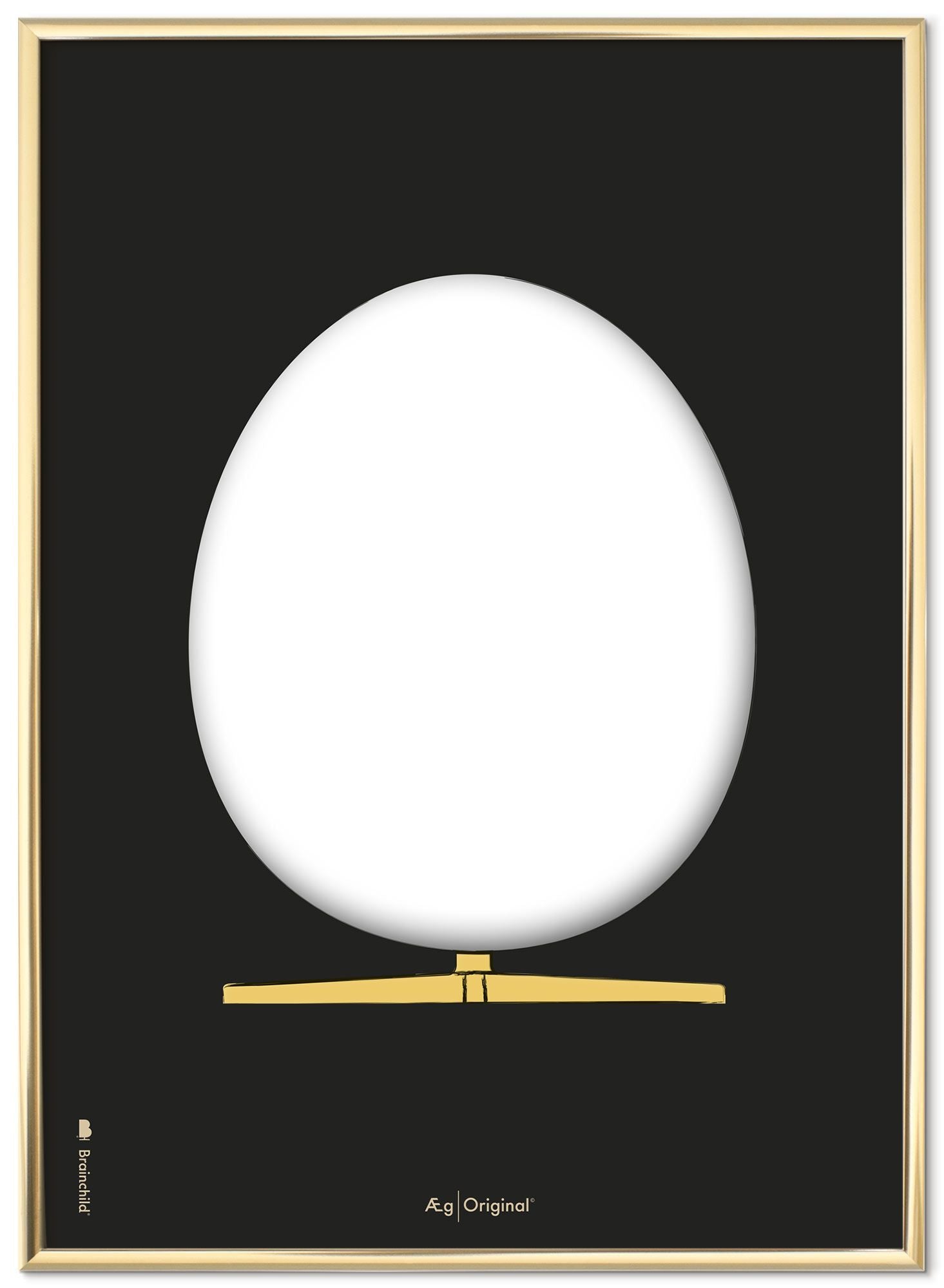 Brainchild The Egg Design Sketch Poster Frame Made Of Brass Colored Metal 70x100 Cm, Black Background