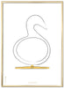 Brainchild Swan Design Sketch Poster Frame Made Of Brass Colored Metal A5, White Background