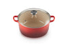 Le Creuset Round Casserole With Glass Lid 24 Cm, Volcanic
