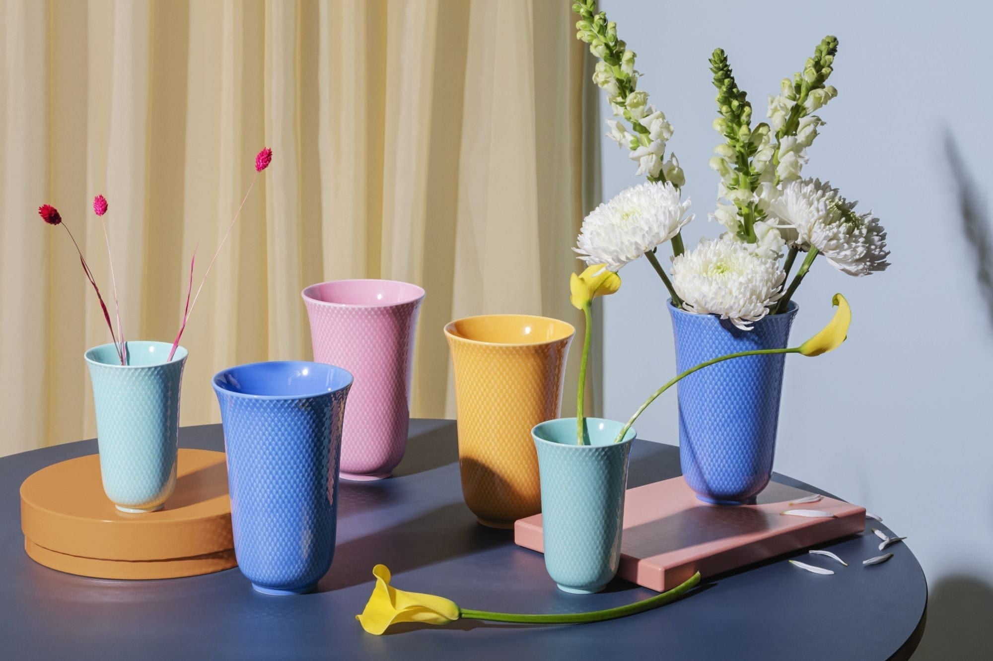 Lyngby Porcelæn Rhombe Color Vase 20 Cm, Blå