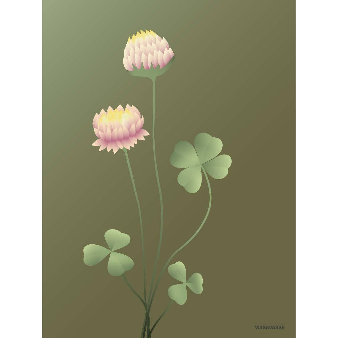 Vissevasse Clover -plakat, grønn, 15x21 cm